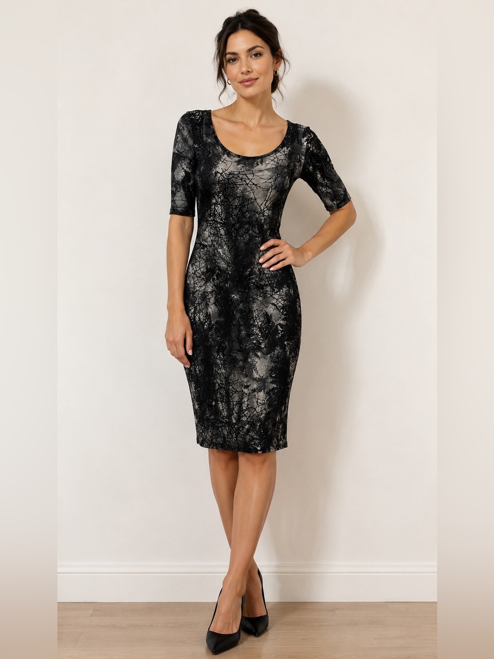 Elegant Black and Gray Women's Dress halloween vibe